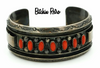 Navajo Artist Jackie Singer Sterling Silver and Coral Bracelet Circa 1970's at bitchinretro.com