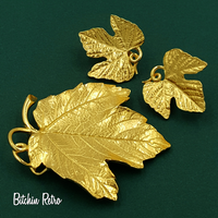 Trifari TM Vintage Leaf Brooch and Earring Set at bitchinretro.com