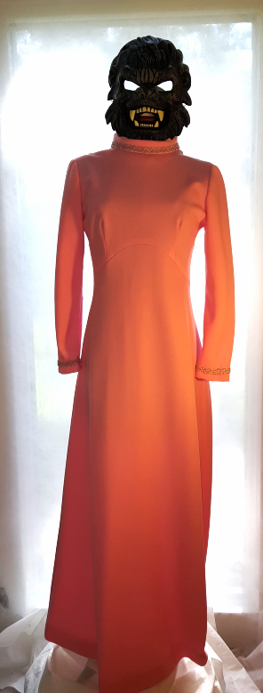 Pink Polyester Maxi Dress for Halloween Costume Groovy 70s Prom Queen Pink Polyester Maxi Dress for Halloween Costume Groovy 70s Prom Queen