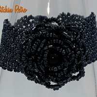 Gothic Black Rose Beaded Bracelet at bitchinretro.com