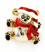 Anne Klein Christmas Teddy Bear Brooch at bitchinretro.com