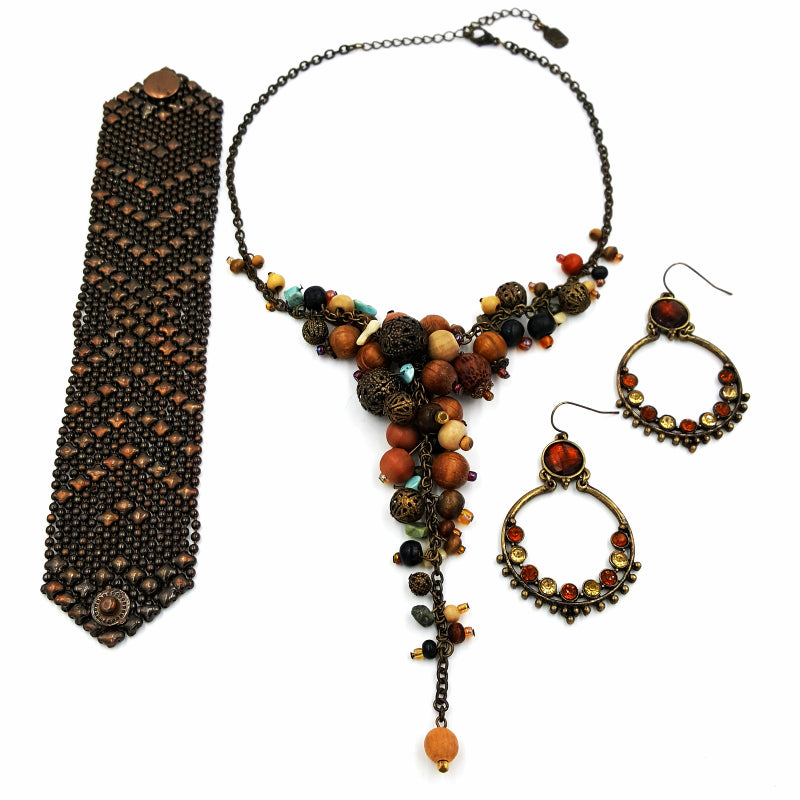 Bohemian Necklace Earring and Bracelet Lot Faux Turquoise