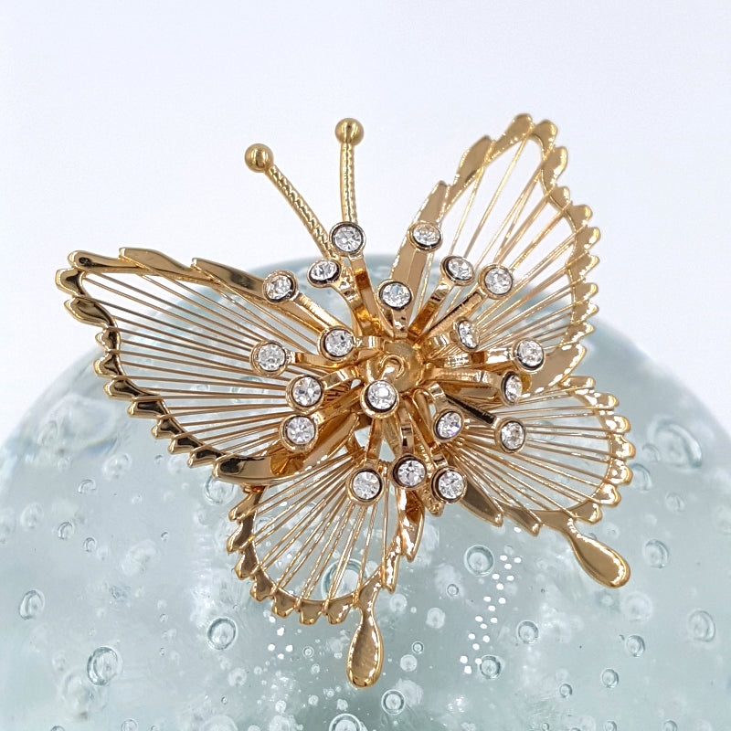 Monet Multi-Textured Gilded Gold Hardware Butterfly Brooch at 1stDibs