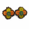 West Germany Beaded Necklace & Earring Set With Fall Leaf Brooch at bitchinretro.com