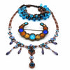 Cookie Lee Rhinestone Necklace with Tierra Art Glass Bracelet and Pin