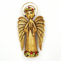 Art Angel Brooch With Christmas Tree Pin and Beaded Necklace at bitchinretro.com